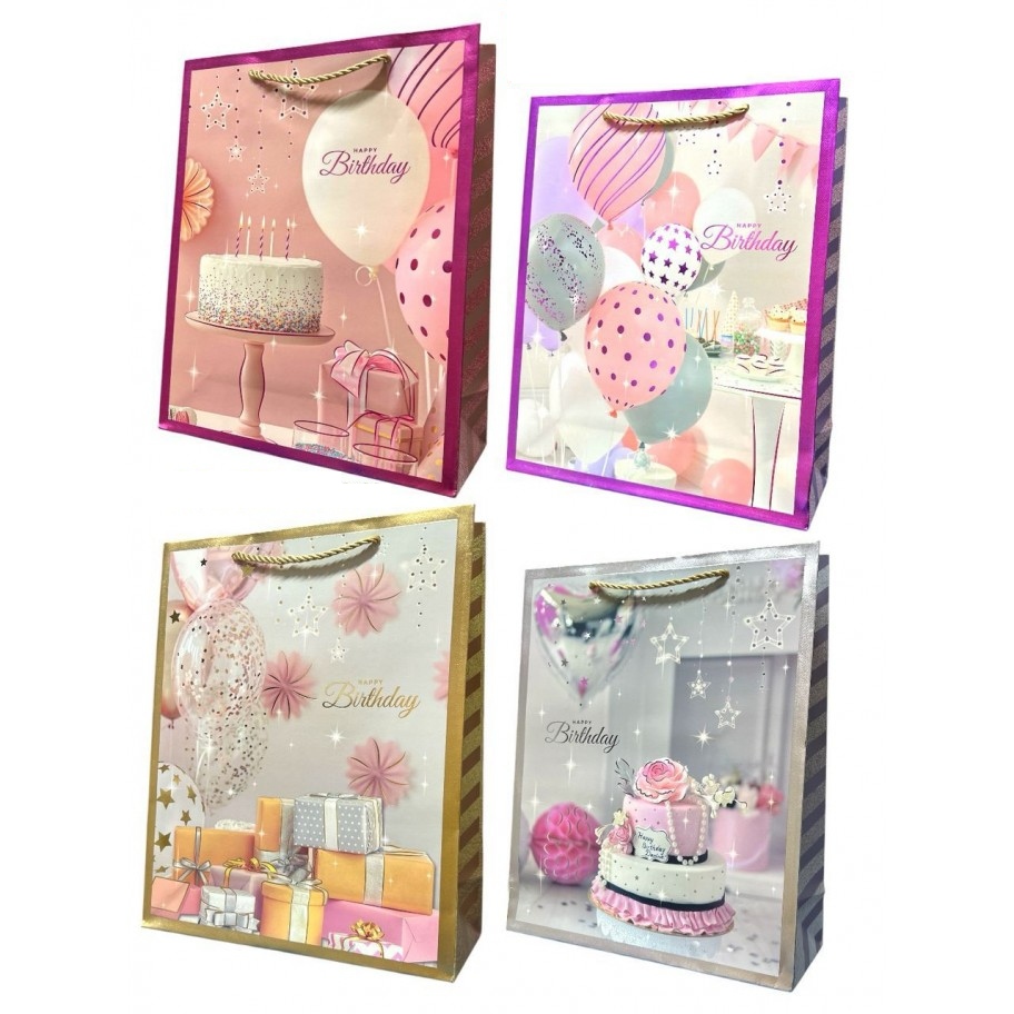 Bolsas Lujo 32×26 G. Borde Pastel x12 unid