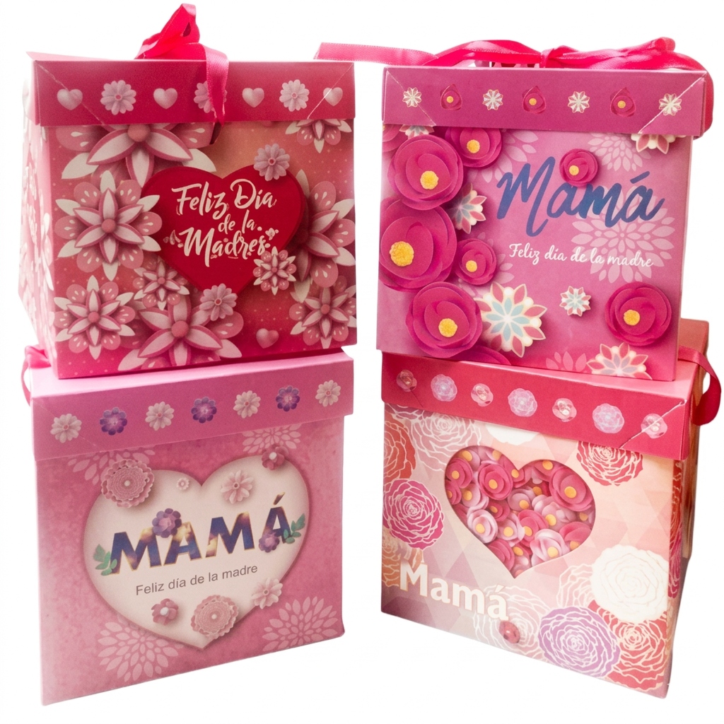 Cajas Cubo 22x22 Mama #1 x4 unid