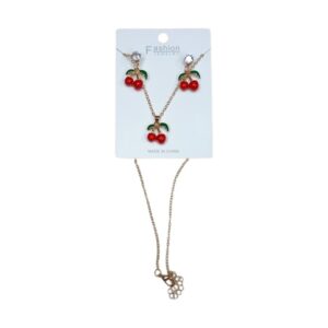 Juego Collar y Zarcillos de Cereza