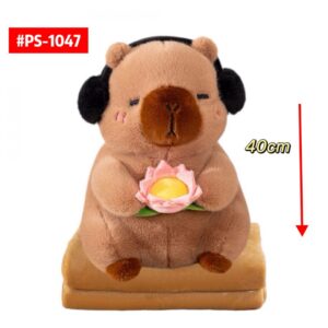 Peluche Capibara Audifonos y Flor c/cobija 40cm PS1047**
