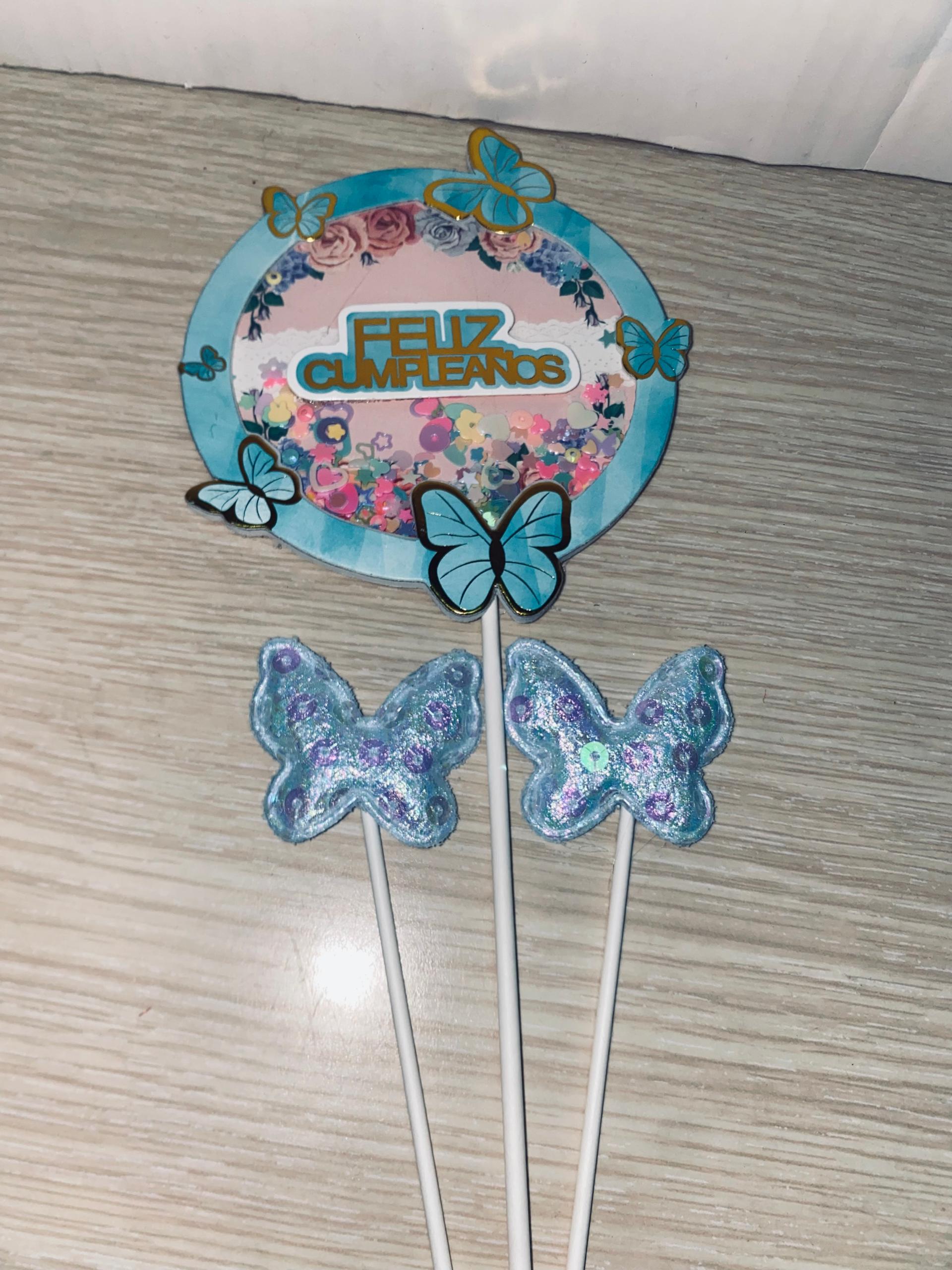 TOPPER FELIZ CUMPLEAÑOS C/MARIPOSAS #0097 - Image 4