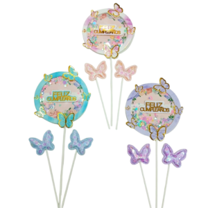 TOPPER FELIZ CUMPLEAÑOS C/MARIPOSAS #0097