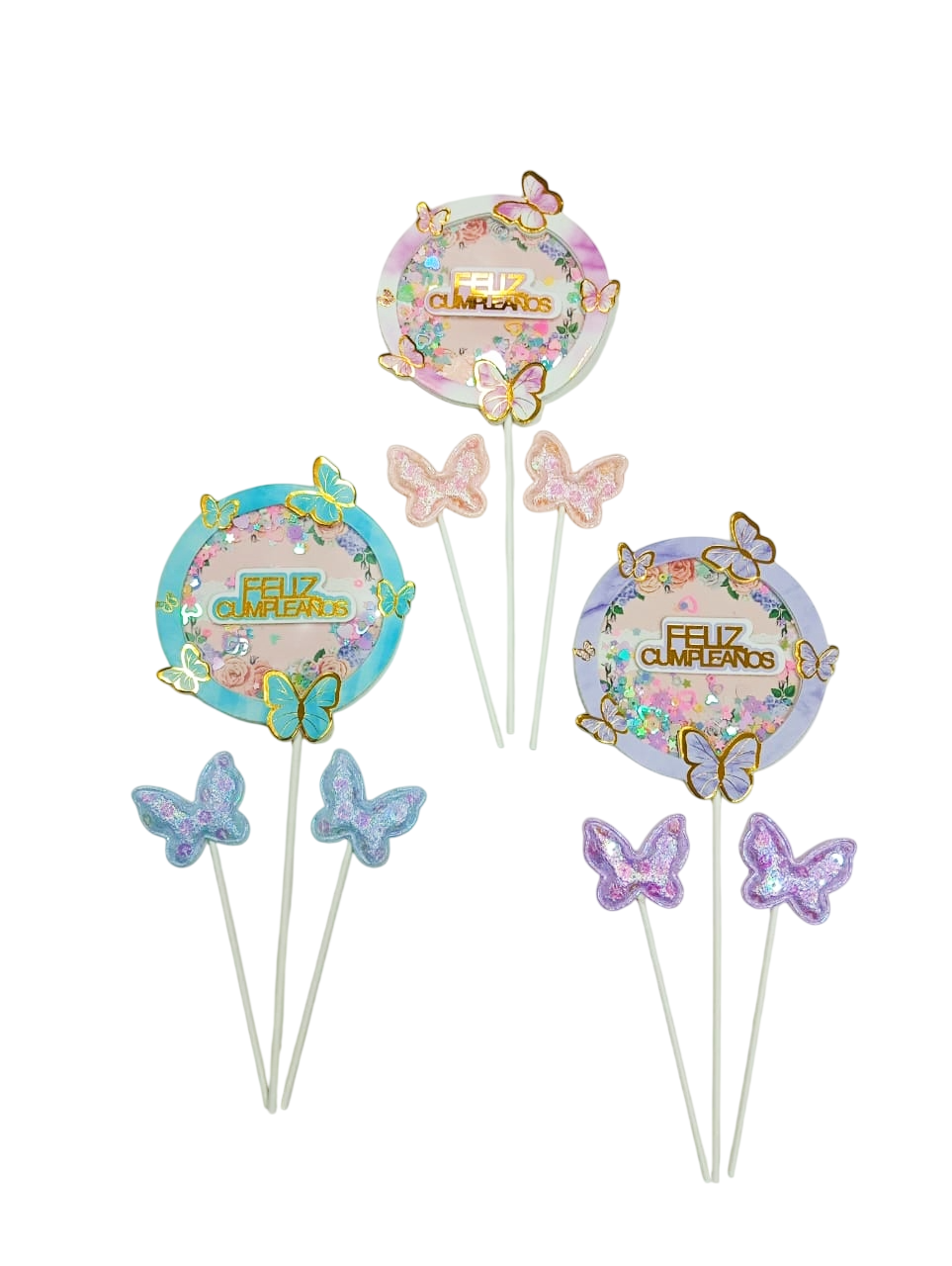 TOPPER FELIZ CUMPLEAÑOS C/MARIPOSAS #0097