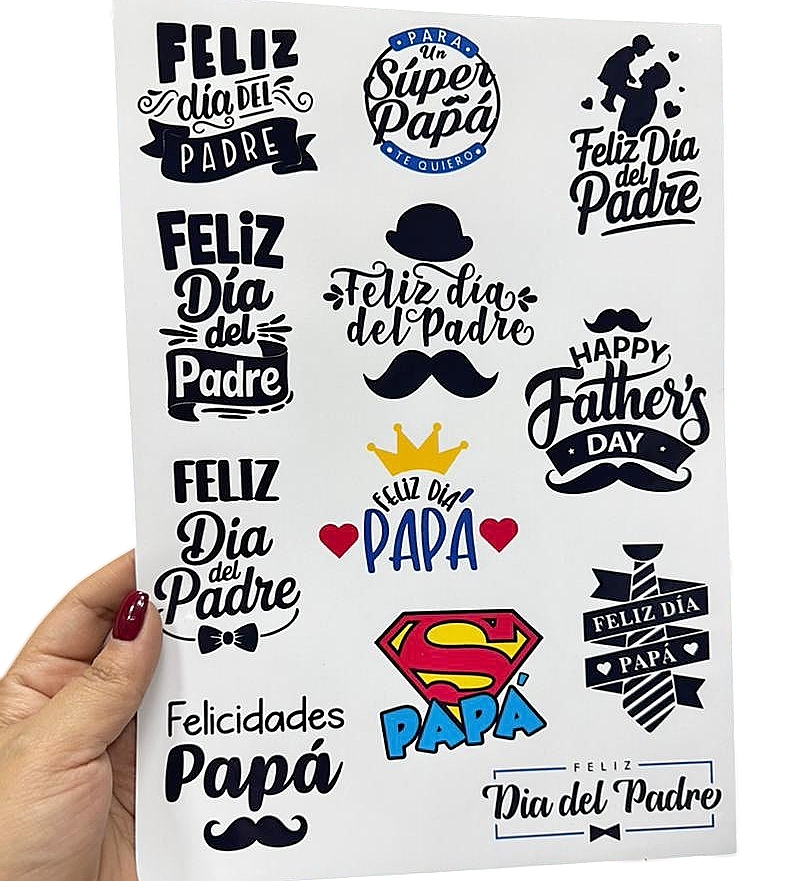 Stickers Vinil Dia del Padre x24 piezas