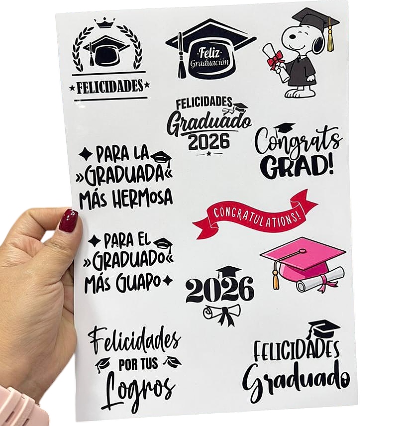 Stickers Vinil Graduación x24 piezas