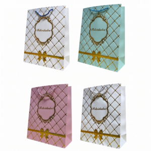 Bolsas de Regalo Lujo 32x26 Felicidades Textura x12u