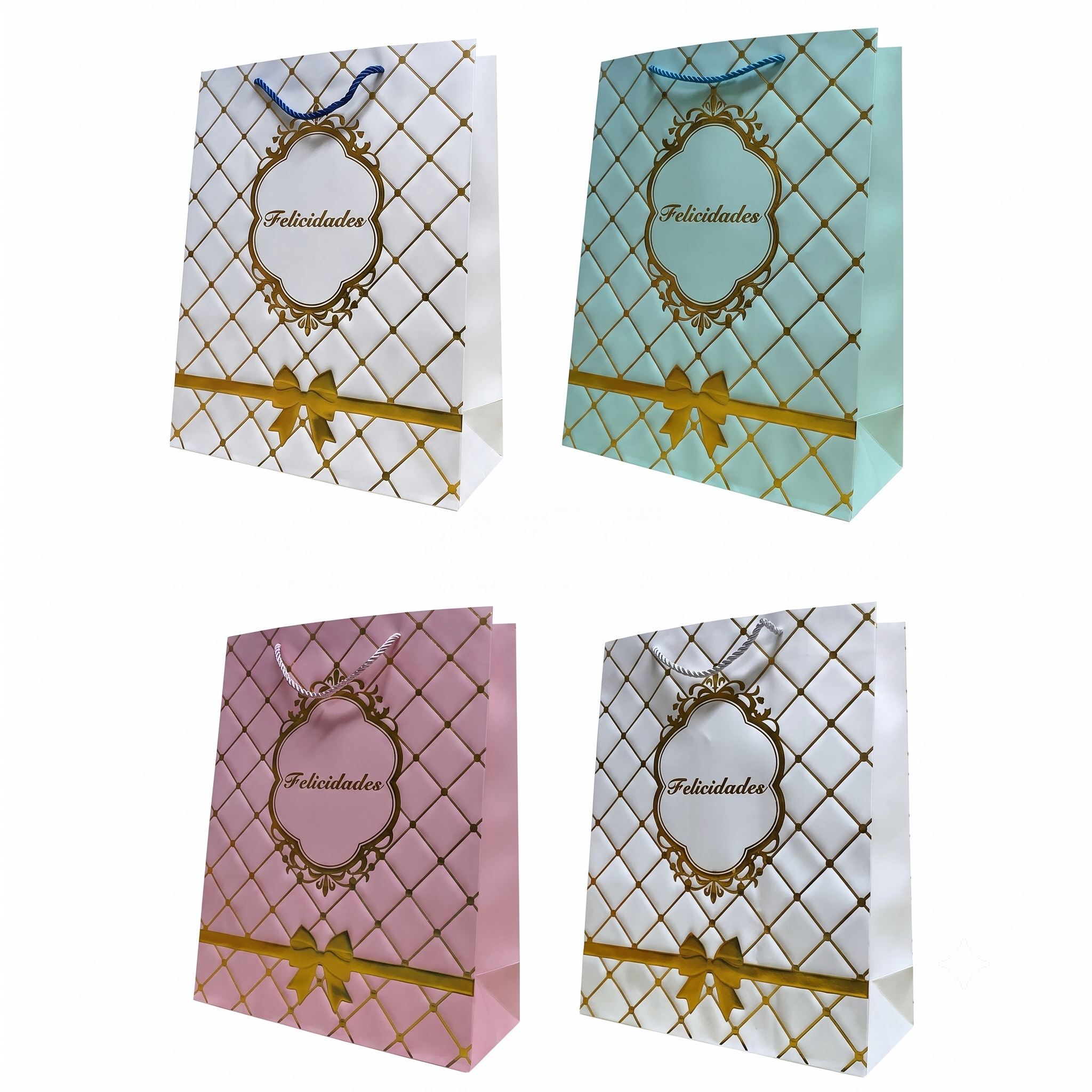 Bolsas de Regalo Lujo 32x26 Felicidades Textura x12u