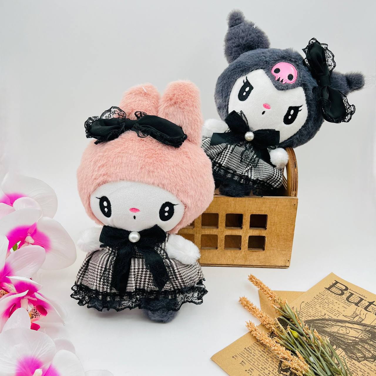 Peluche Kuromi y Melody Vestido 25cm PS796 - Image 5