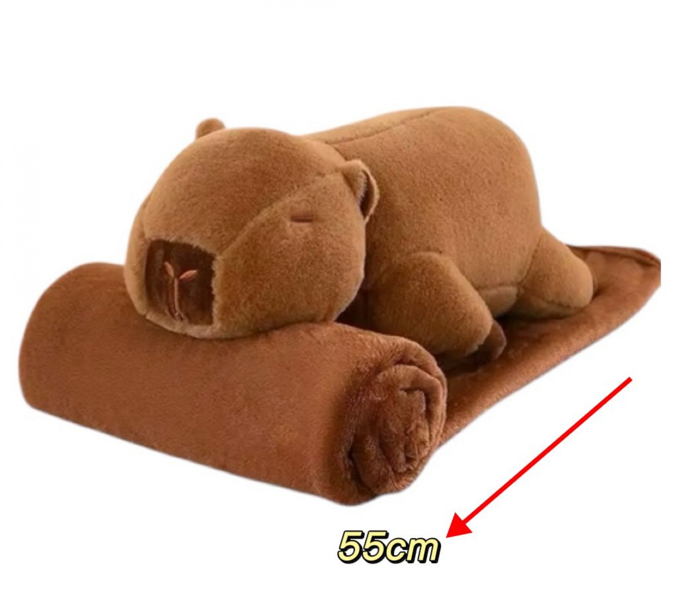 Peluche Capibara Acostado Con Cobija 55cm PS1049