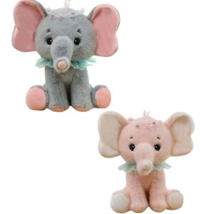 Peluche Elefante Gris y Rosado 45cm PS1145