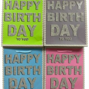 Bolsas Delux M (18x24) Happy BDay x12 unid.