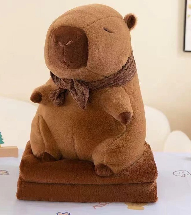 Peluche Capibara Bufanda Con Cobija 40cm PS1046 - Image 2