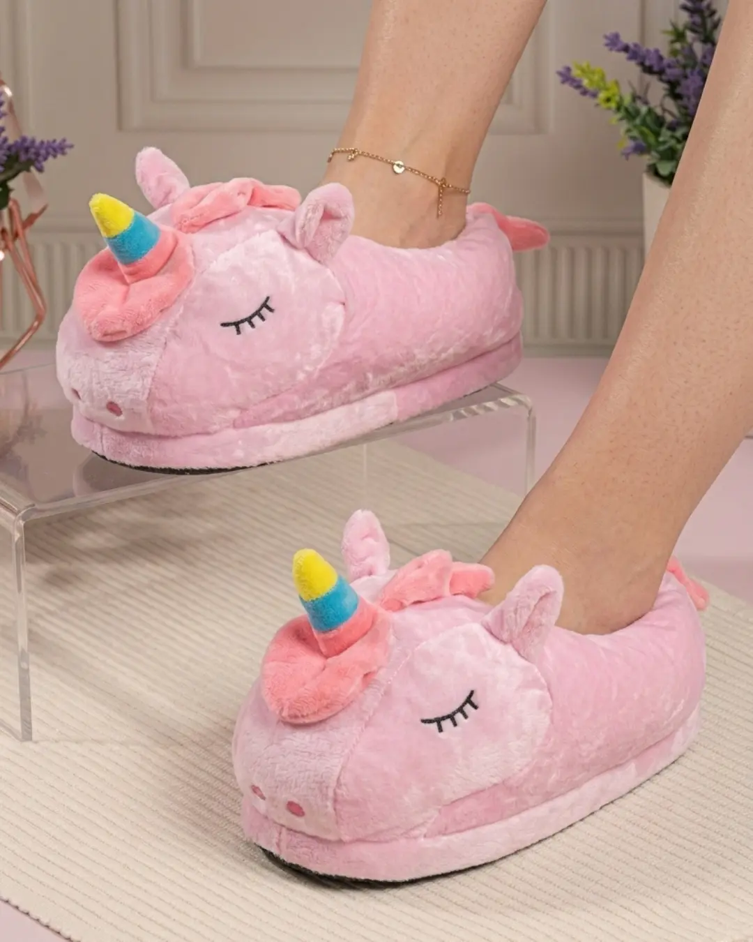 PANTUFLAS UNICORNIO ROSADO 28cm #44204-25 - Image 3