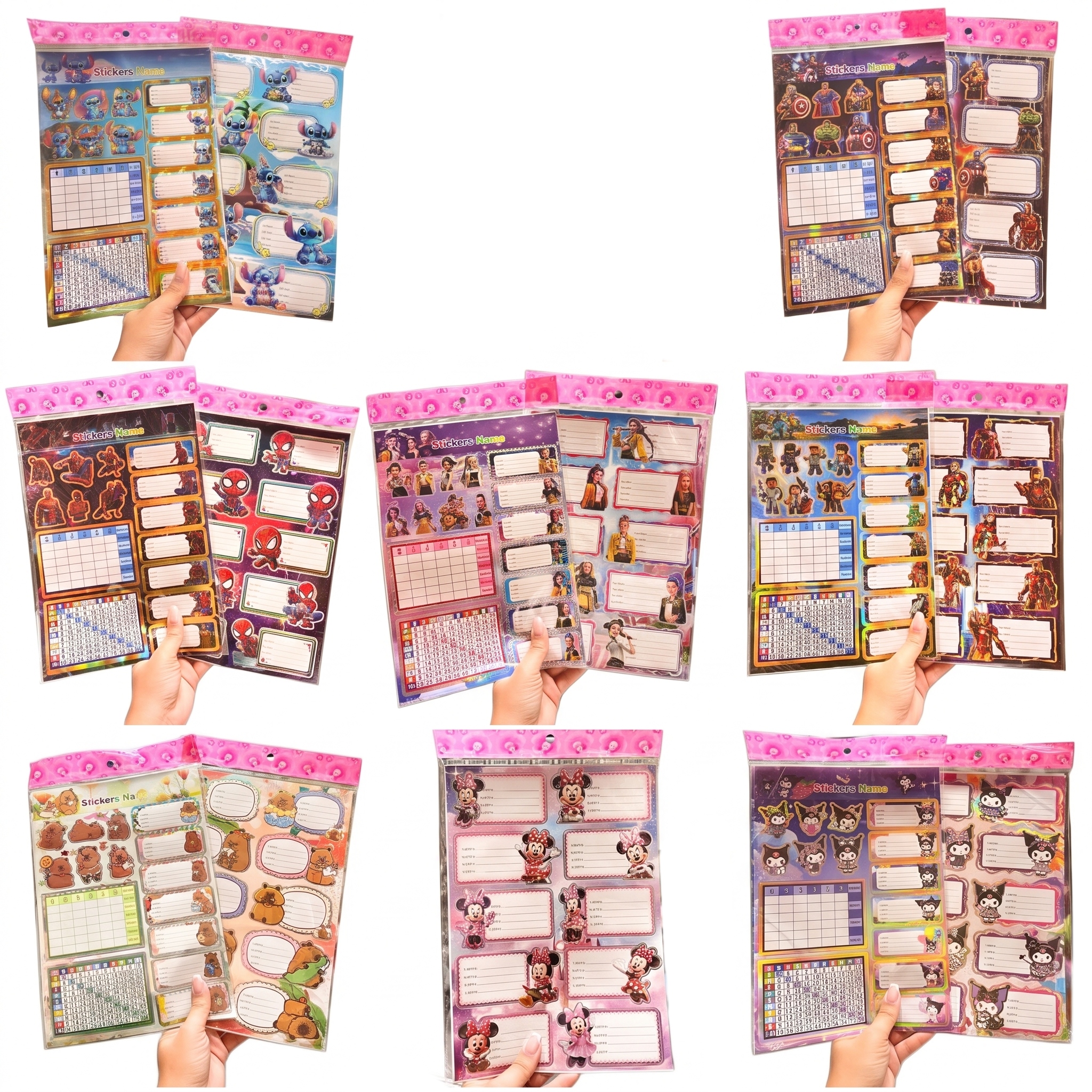 Stickers Calcomanias Personajes x10 hojas