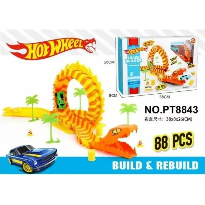 Pista De Carreras Track Builder Snake 88pc + Carro - Image 3