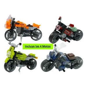 4x Motos Armables Project-d Articulares Amarillo, Azul Rojo y Verde