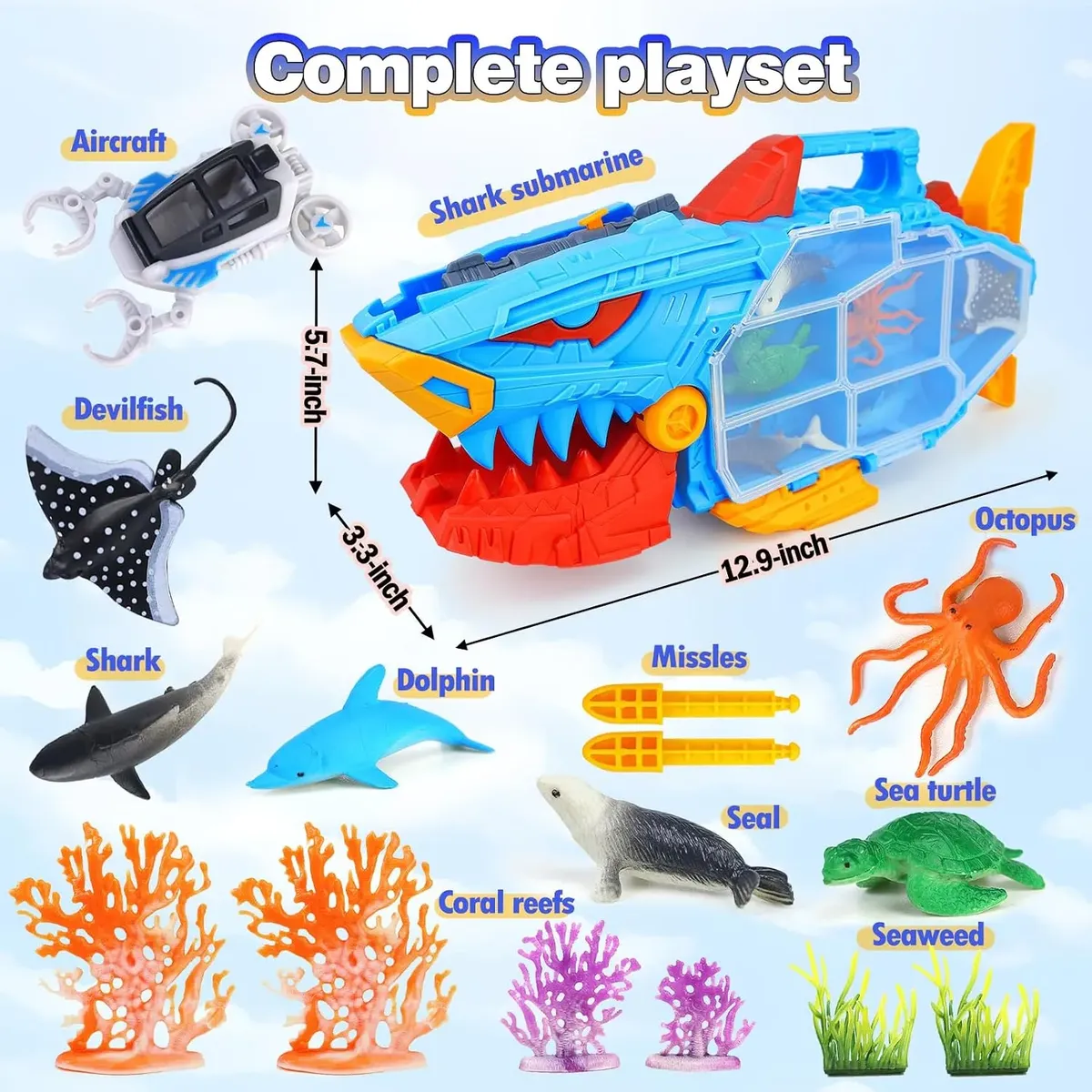 Tiburon Submarino Para Niños + 10pc - Image 9