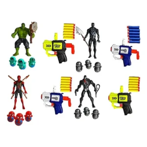 Set De Avengers Pistola Y Dardos + Figuras Para Niños