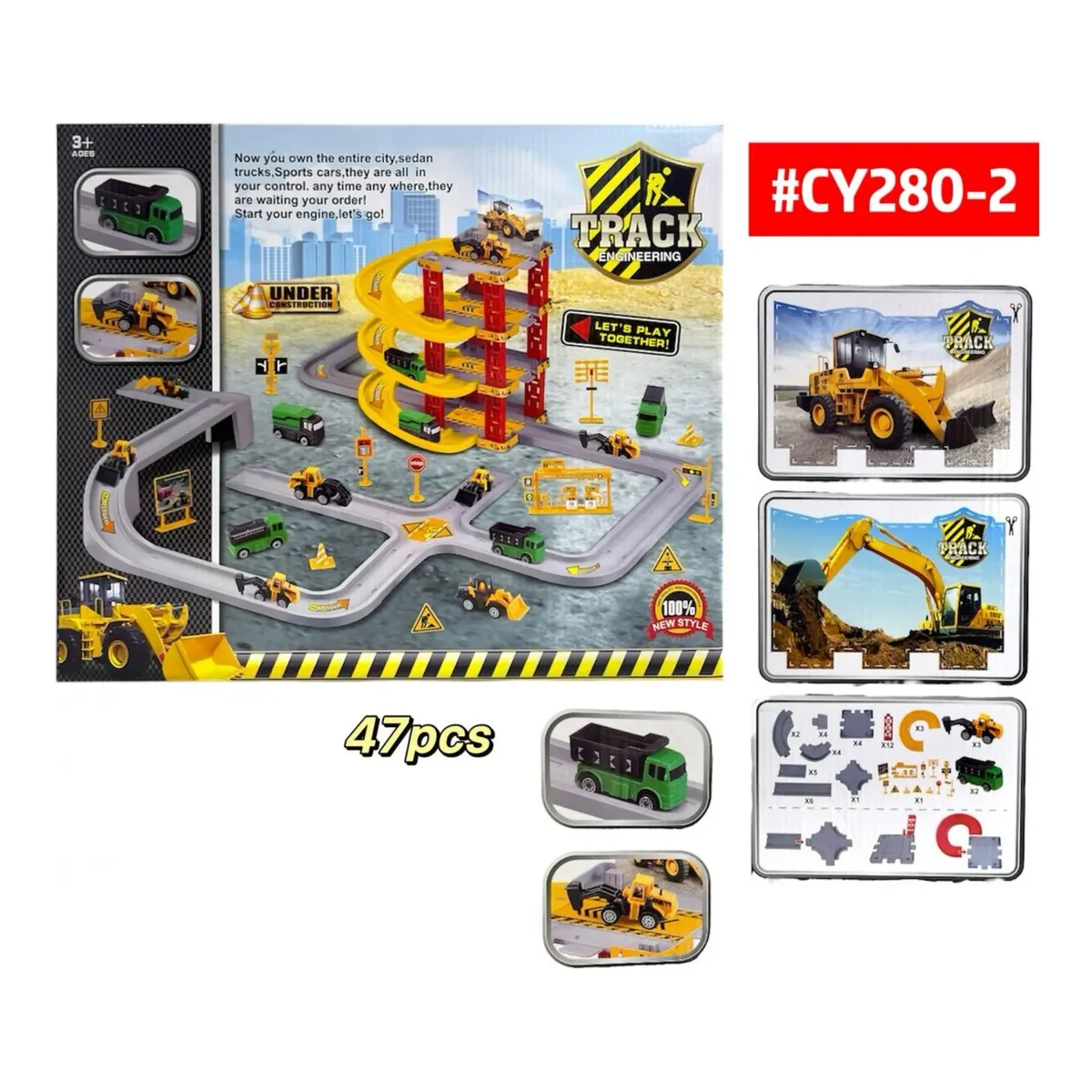 Pista De Carros Construccion Track 47pc Para Niños - Image 3