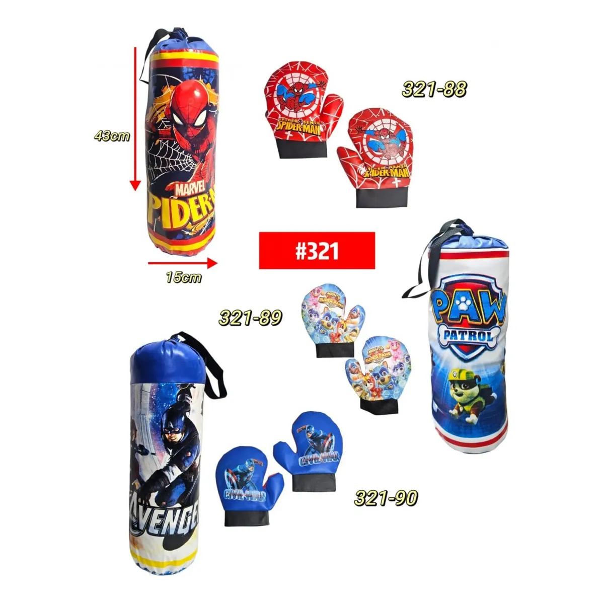 Saco De Boxeo Spiderman, Paw Patrol Y Avengers Para Niños - Image 8