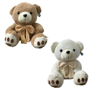Peluche Oso Con Lazo Marron y Blanco 50cm PS499