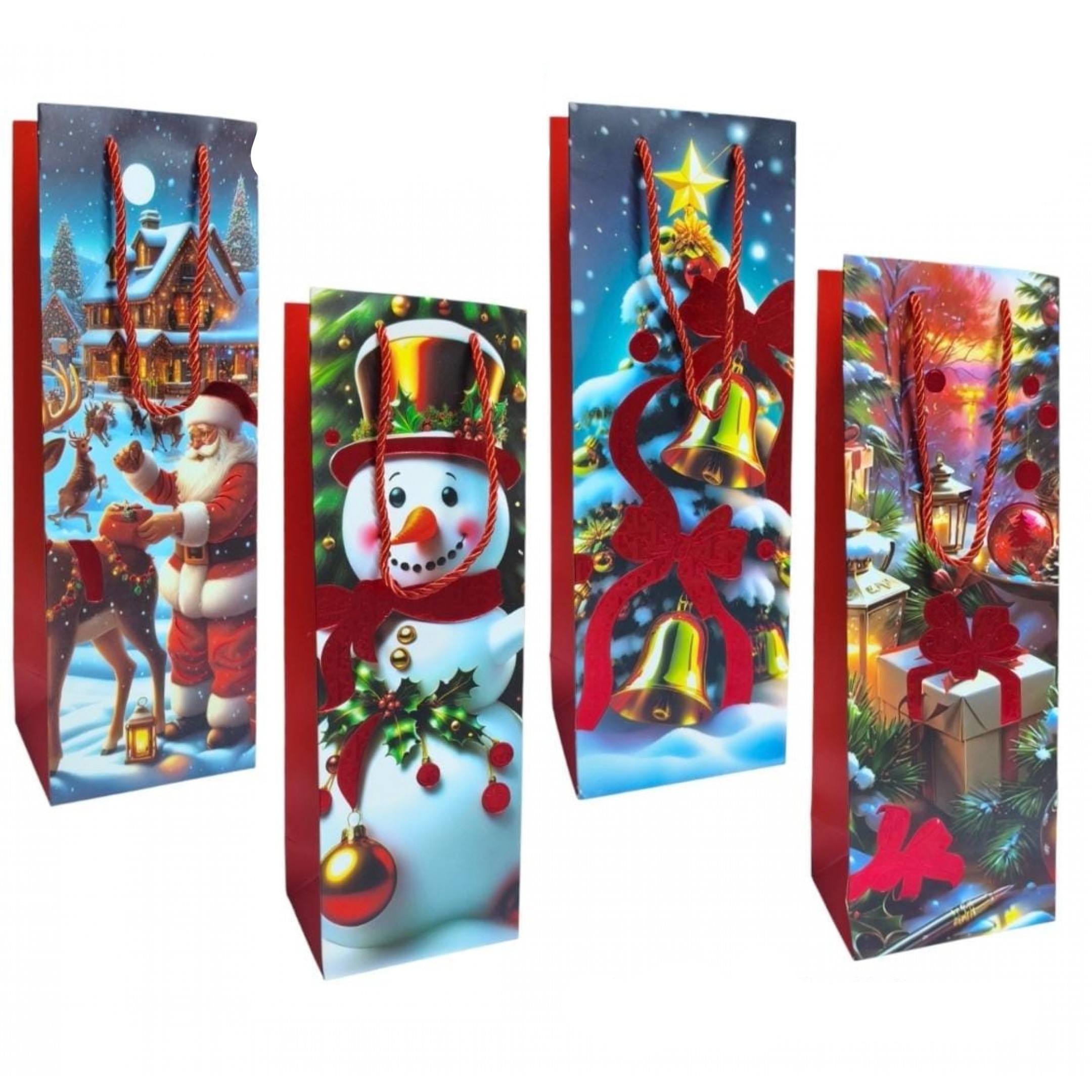 Bolsas Delux Botelleras Navidad x12 unida