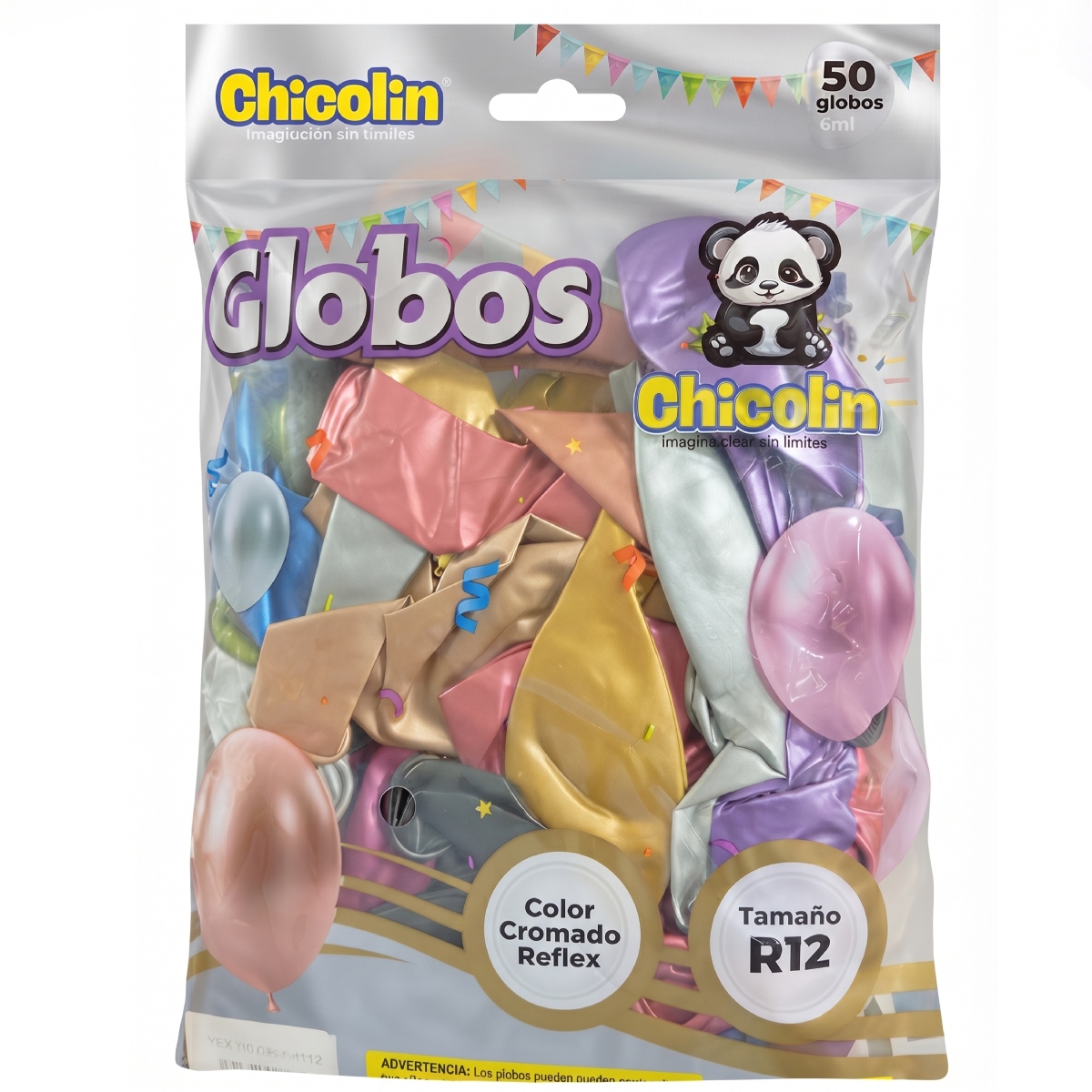 Globos Latex R12 Cromados Surtido x50 unid