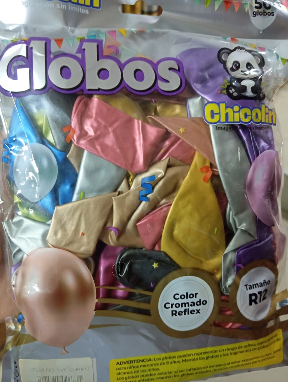 Globos Latex R12 Cromados Surtido x50 unid - Image 2